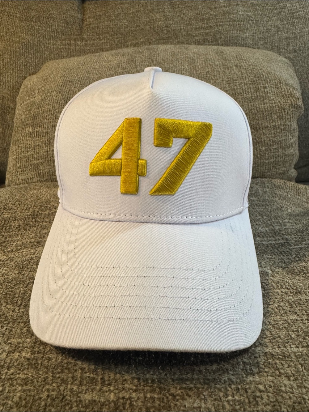 Charlie Kirk "47" Trump White Gold Hat Adjustable Snap Back